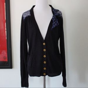 Anthropologie Sparrow Silk Polka Dot Bow Cardigan